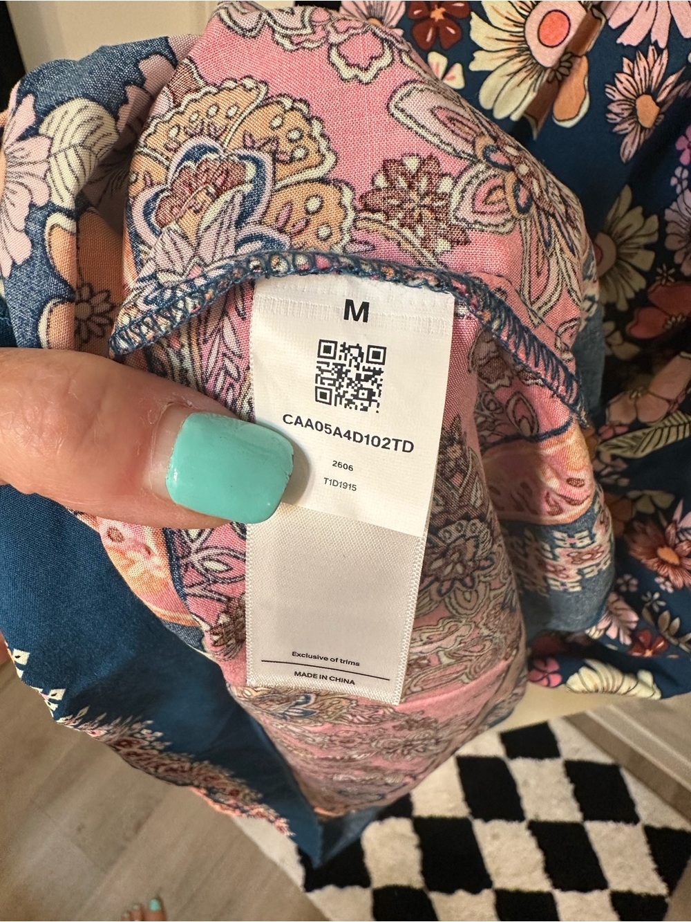 Boho Floral Maxi Dress in Teal and Pink - Picture 5 of 9